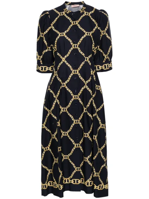 TWINSET chain-ling print midi dress Blue 241TP2734