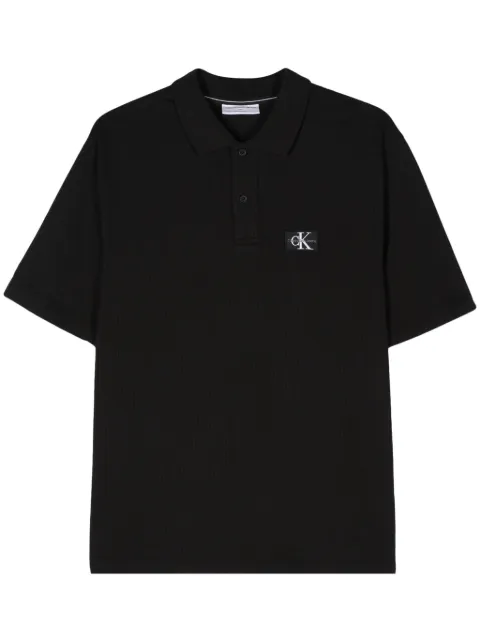 Calvin Klein Jeans logo-patch check-pattern polo shirt Black J30J325433
