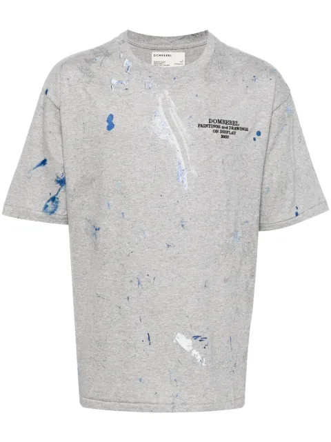 DOMREBEL Fizz paint-stain cotton T-shirt Grey FIZZ