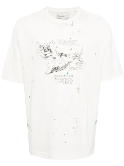 DOMREBEL Scuff Picnic paint-detail T-shirt White SCUFFPICNIC