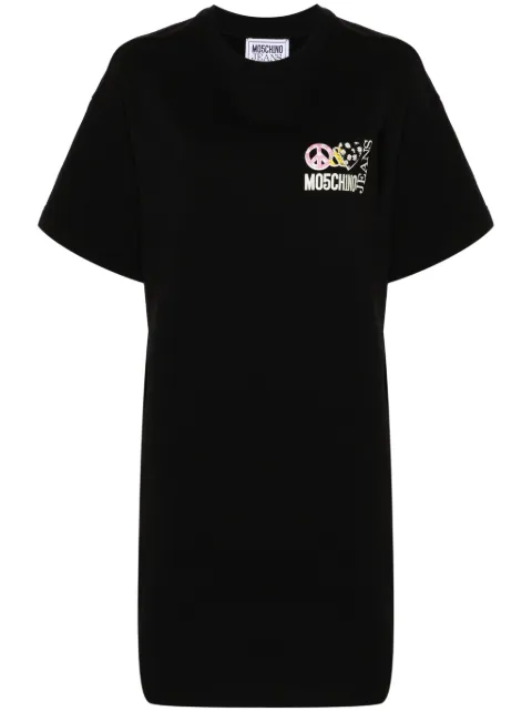 MOSCHINO JEANS logo-print cotton T-shirt dress Black A04423757