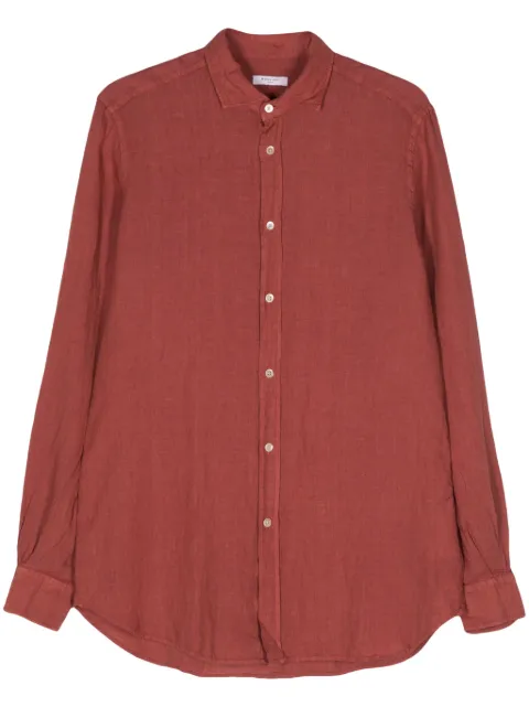 Boglioli slub-texture linen shirt Red 610TSB3853