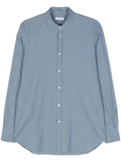 Boglioli slub-texture cotton shirt Blue 610LSB485400108
