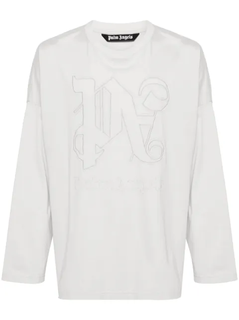 Palm Angels Monogram cotton T-shirt Grey PMAB041R24FLE001