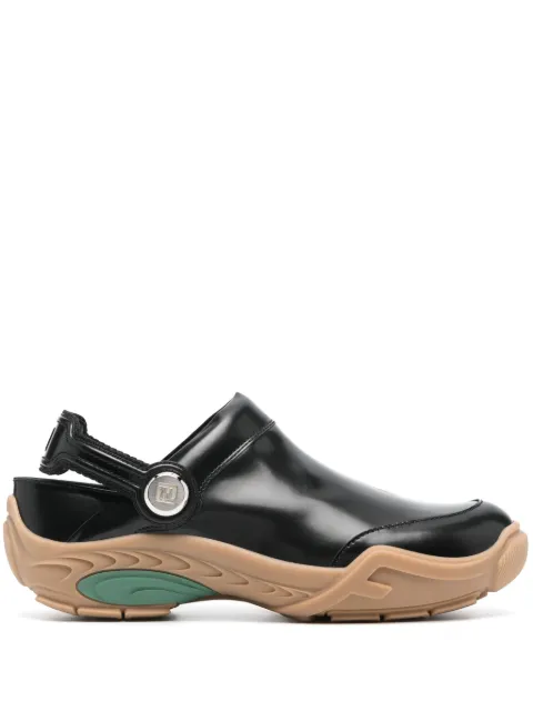 FENDI FF-embroidered leather clogs Black 7D1662AQX6