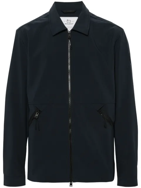 Woolrich logo-patch zip-up jacket Blue CFWOOS0114MRUT3678