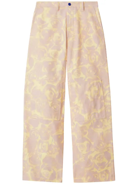 Burberry rose-print straight-leg trousers Pink 8083596