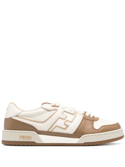 FENDI Match FF-appliqué leather sneakers Neutrals 7E1643AOMN