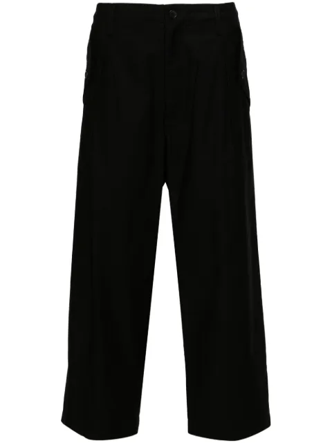 Yohji Yamamoto M-Front 1 Tuck cropped trousers Black HSP06002