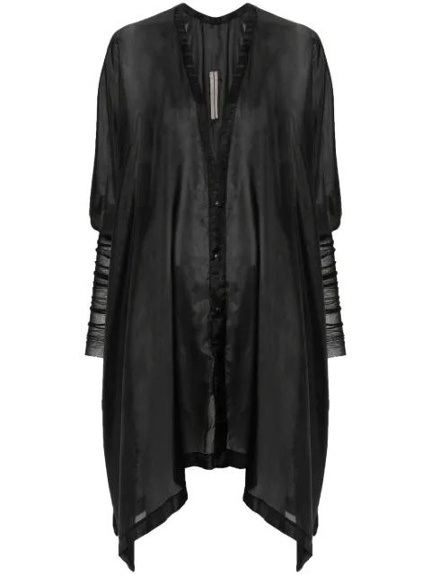 Rick Owens ribbed-sleeves silk shirt Black RP01D2246SHMR