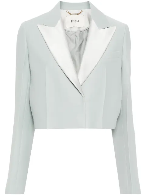 FENDI cropped contrast-panel blazer Blue FJ7491AC4G