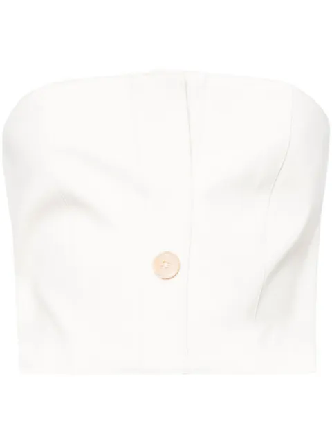 Rokh button-embellished cropped top Neutrals R24SF009PM