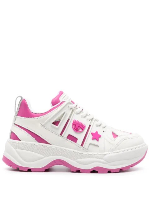 Chiara Ferragni logo-appliqué leather sneakers White CF3305