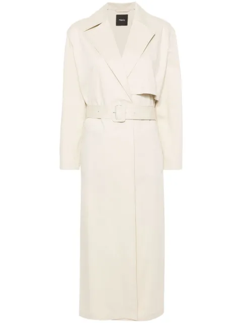 Theory twill belted maxi trench coat Neutrals O0104404