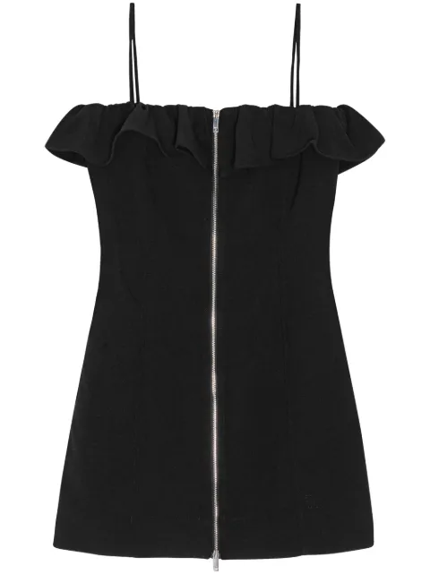 GANNI ruffle-trim minidress Black F9051