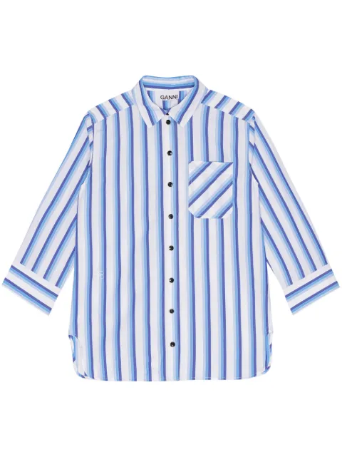 GANNI striped organic cotton shirt Blue F9153