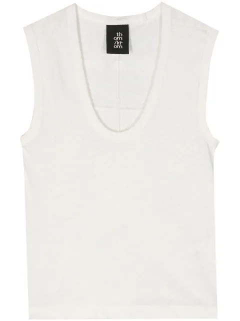 Thom Krom scoop-neck linen blend tank top Neutrals WTS512