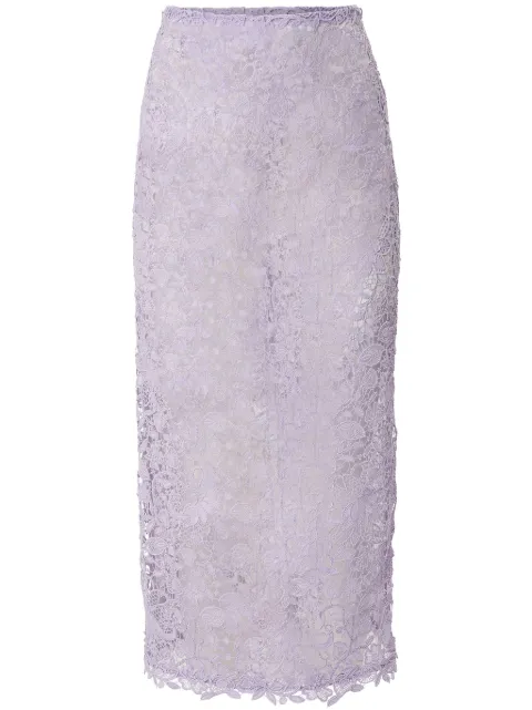 Carolina Herrera floral-lace midi skirt Purple S2411N314CFL