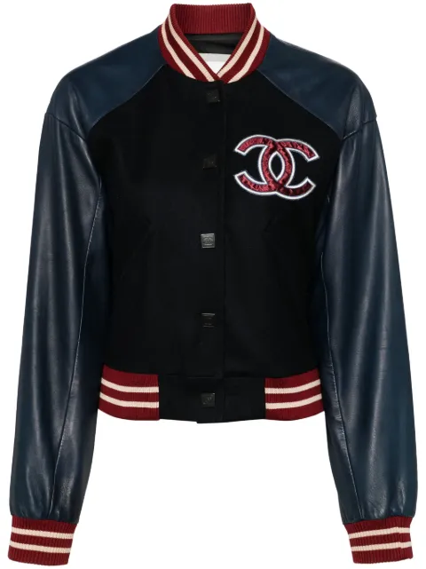 CHANEL Pre-Owned 2004 Spring Letterman bomber jacket Blue 04PP23442W03353B2554