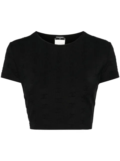 CHANEL Pre-Owned 1997 CC logo-embroidered crop top Black 97PP07794V0539894305