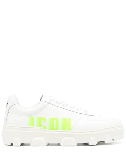 DSQUARED2 logo-printed leather sneakers Neutrals SNM033401507270