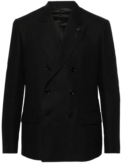 Lardini double-breasted linen blazer Black EQ6902GEQSK62428