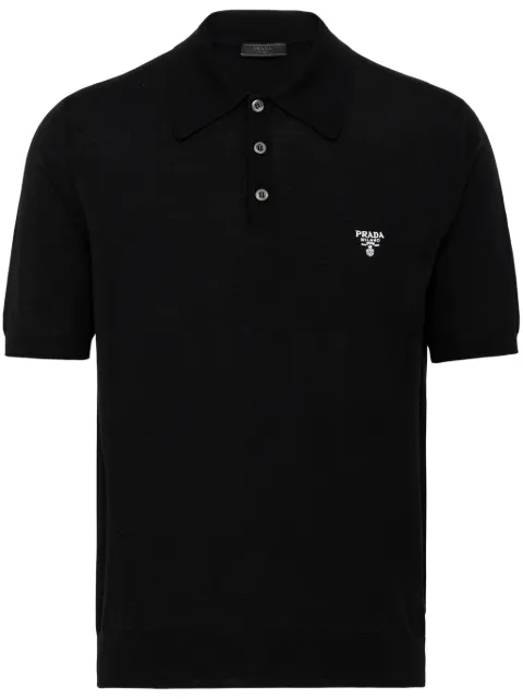 Prada superfine wool polo shirt Black UMB267S2121ZLE