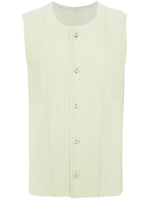 Homme Plissé Issey Miyake pleated vest Green HP46JE152