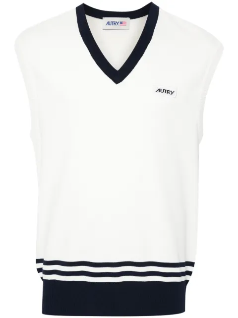 Autry embroidered-logo knitted vest White VEPM