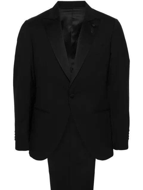 Lardini brooch-detail single-breasted suit Black EQ7761E3EQE62303