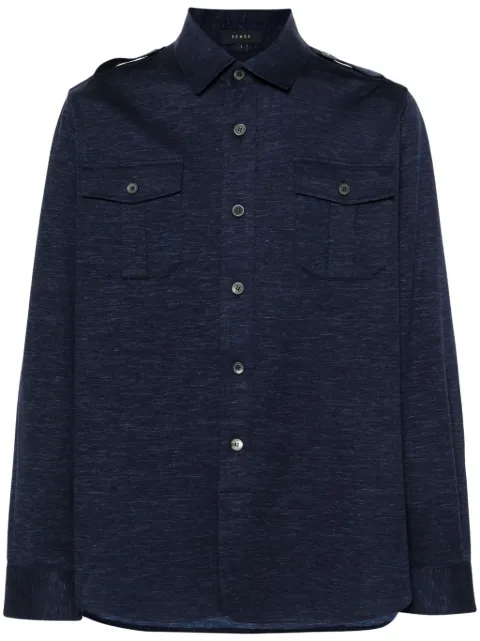 Sease mélange-effect virgin wool-silk shirt Blue WP033TJ166