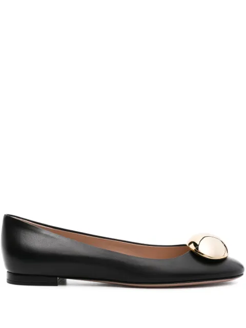 Gianvito Rossi round-toe leather ballerina shoes Black G2222205RICNXF