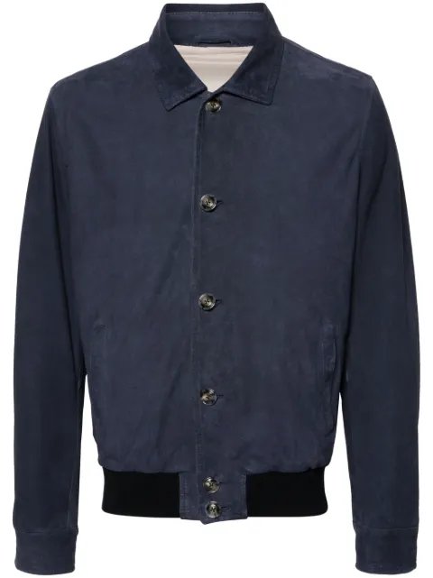 Barba spread-collar suede jacket Blue COLIN41600