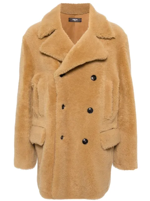AMIRI double-breasted shearling coat Brown PS22MLJ027
