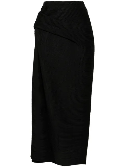 Del Core popcorn-texture pencil midi skirt Black C1PS001342T