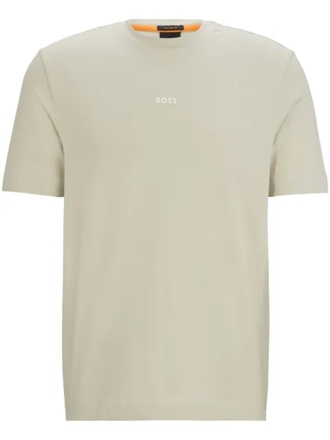 BOSS raised-logo cotton T-shirt Neutrals 50473278