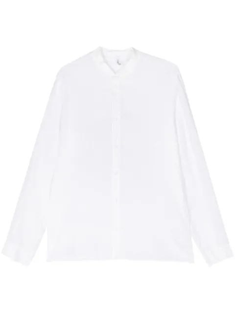Transit ribbed-band collar linen shirt White CFUTRWV312