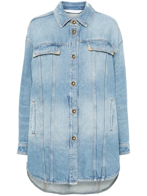 Palm Angels washed-logo denim jacket Blue PWYD021S24DEN0014040