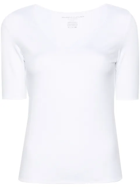 Majestic Filatures Maglia V-neck T-shirt White E24M001FTS799