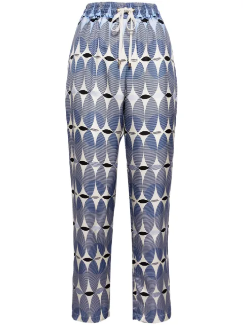 Lorena Antoniazzi graphic-print elasticated-waist silk trousers Blue P2456PA80D4555