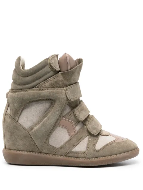 ISABEL MARANT Bekett leather wedge sneakers Neutrals BK0010FAA1E19S