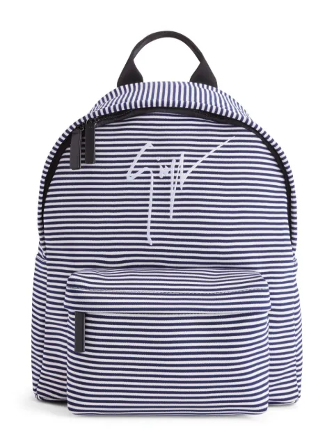 Giuseppe Zanotti logo-embroidered striped backpack White IBU1009K31