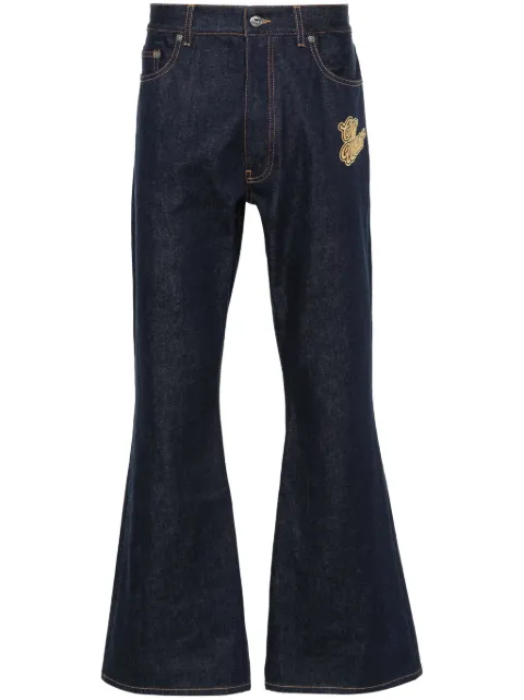 Off-White logo-embroidered flared jeans Blue OMYA189S24DEN0014522