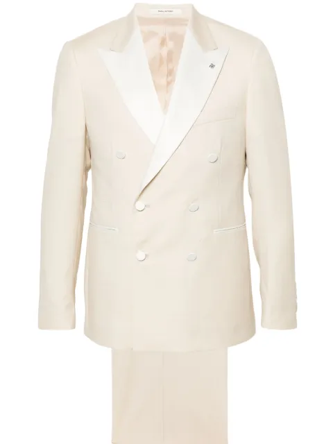 Tagliatore patterned-jacquard double-breasted blazer Neutrals SFBR10A01LIS550017