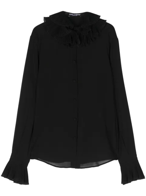 Dolce & Gabbana ruffled-collar chiffon blouse Black F5S22TFUAFU