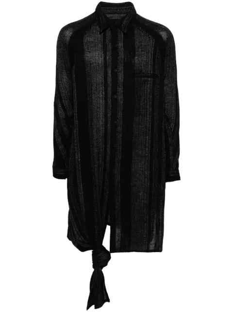 Yohji Yamamoto stiped knot-detail shirt Black HSB31012