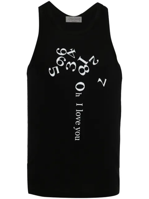 Yohji Yamamoto numbers-print cotton tank top Black HST66995