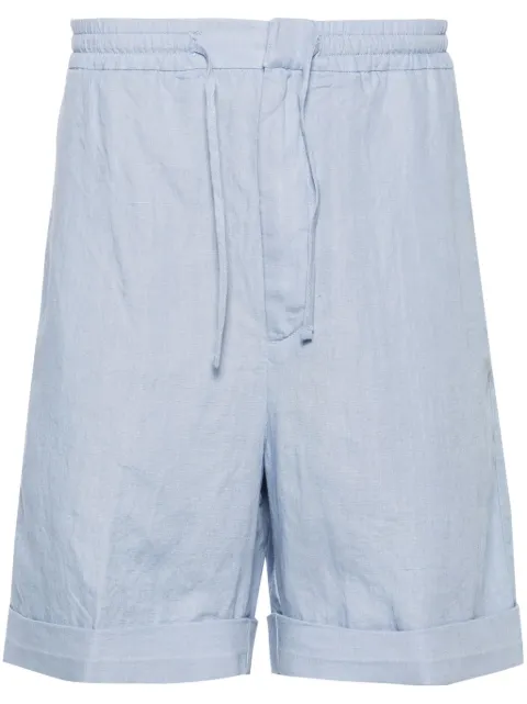 Canali slub-texture linen shorts Blue 95606SG02985