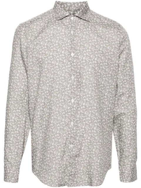 Canali floral-print poplin shirt White L7B1GL03120