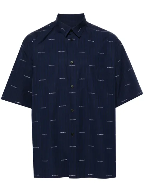 Givenchy logo-print cotton shirt Blue BM60Y614P5